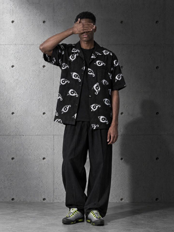 アイパターン オープンカラーシャツ（Black）